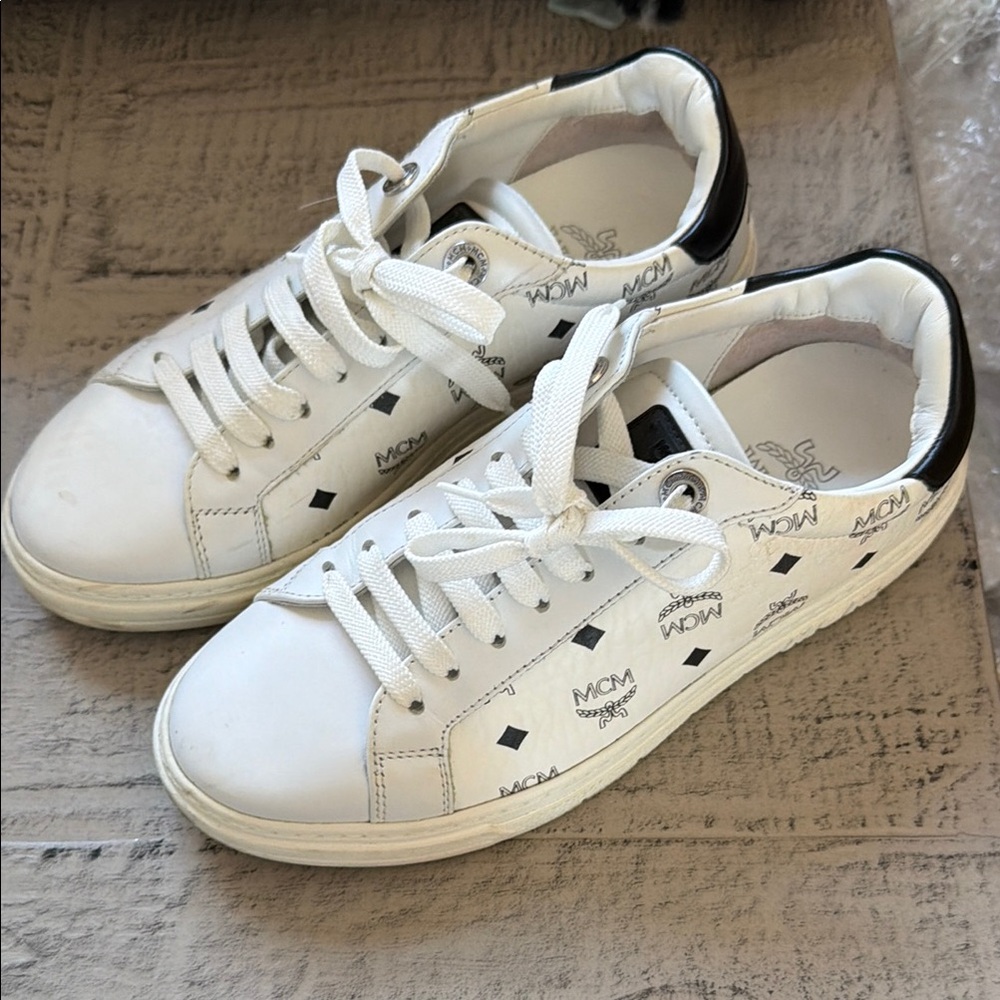 MCM Terrain Low Top White Black Sneakers